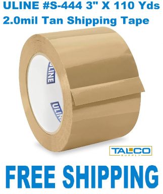 ULINE® Brand #S-444 3" Regular-Duty Packing / Shipping Tape TAN